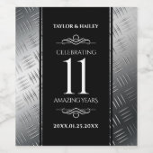 Elegant 11. Hochzeitsfeier Weinetikett (Einzelnes Label)