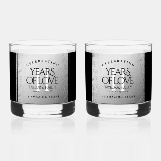 Elegant 11. Hochzeitsfeier Whiskyglas (Vorderseite)