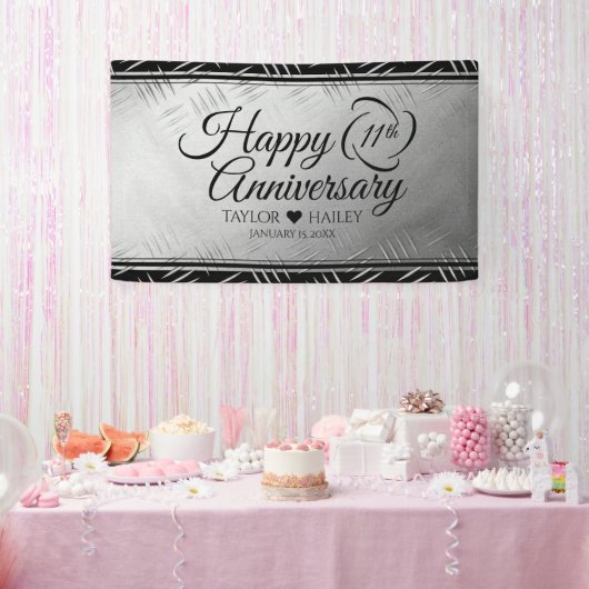 Elegant 11. Hochzeitstag aus Stahl Banner (Party)