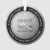 Elegant 11. Hochzeitstag aus Stahl Ornament (Rückseite)