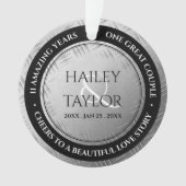 Elegant 11. Hochzeitstag aus Stahl Ornament (Vorderseite)