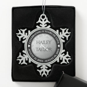 Elegant 11. Hochzeitstag aus Stahl Schneeflocken Zinn-Ornament