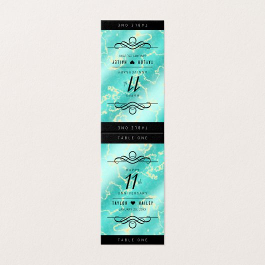 Elegant 11. Hochzeitstag in Türkis (Außenseite Aufgefaltet)