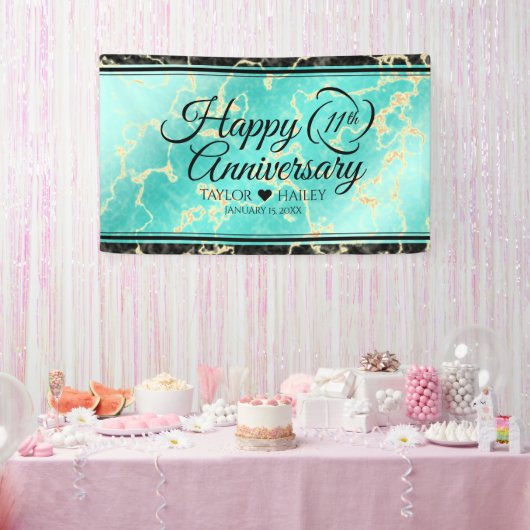 Elegant 11. Hochzeitstag in Türkis Banner (Party)