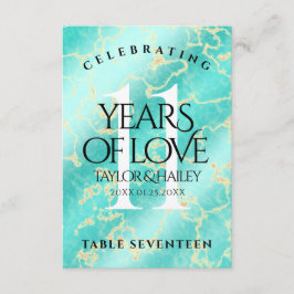 Elegant 11. Hochzeitstag in Türkis Dankeskarte