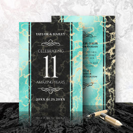 Elegant 11. Hochzeitstag in Türkis Einladung