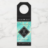 Elegant 11. Hochzeitstag in Türkis Flaschenanhänger (Rückseite)