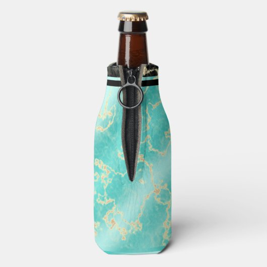 Elegant 11. Hochzeitstag in Türkis Flaschenkühler (Flasche Rückseite)