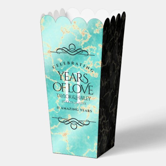 Elegant 11. Hochzeitstag in Türkis Geschenkschachtel (Rückseite)