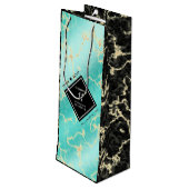 Elegant 11. Hochzeitstag in Türkis Geschenktüte Für Weinflaschen (Rückseite Schrägansicht)