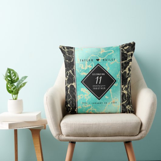 Elegant 11. Hochzeitstag in Türkis Kissen (Stuhl )