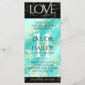 Elegant 11. Hochzeitstag in Türkis Menükarte (Rückseite)