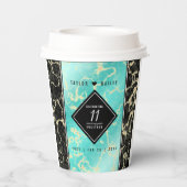 Elegant 11. Hochzeitstag in Türkis Pappbecher (Rückseite)