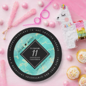 Elegant 11. Hochzeitstag in Türkis Pappteller (Party)