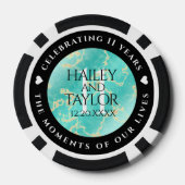 Elegant 11. Hochzeitstag in Türkis Pokerchips (Rückseite)