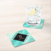 Elegant 11. Hochzeitstag in Türkis Rechteckiger Pappuntersetzer (Vor Ort)