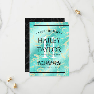 Elegant 11. Hochzeitstag in Türkis Save The Date