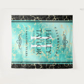 Elegant 11. Hochzeitstag in Türkis Wandteppich (Vorderseite (Horizontal))