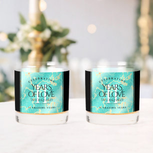 Elegant 11. Hochzeitstag in Türkis Whiskyglas