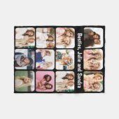 Elegant 12 Foto Collage Personalisiert Black Fleecedecke (Vorderseite (Horizontal))