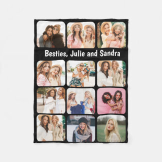Elegant 12 Foto Collage Personalisiert Black Fleecedecke