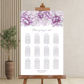 Elegant 12 Table Pink Floral Wedding Chart Poster