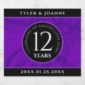 Elegant 12th Silk Wedding Anniversary Celebration Schaumweinetikett (Einzelnes Label)