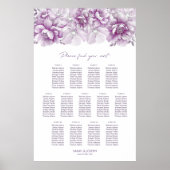 Elegant 13 Table Pink Floral Wedding Chart Poster (Vorne)