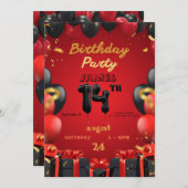 Elegant 14. Geburtstag Einladung (Vorne/Hinten)