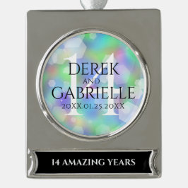 Elegant 14. Opal Hochzeitstag Banner-Ornament Silber