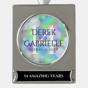 Elegant 14. Opal Hochzeitstag Banner-Ornament Silber