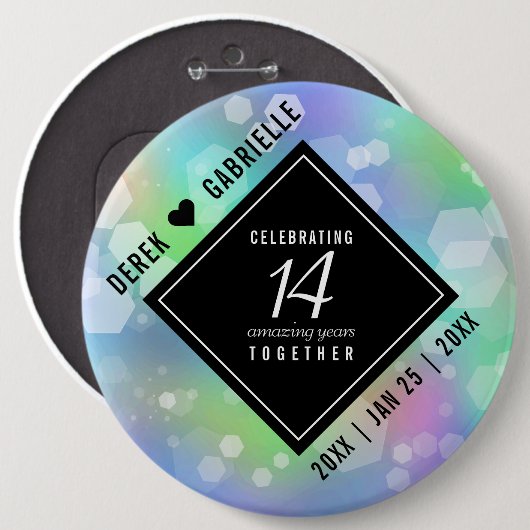 Elegant 14. Opal Hochzeitstag Button (Vorne & Hinten)