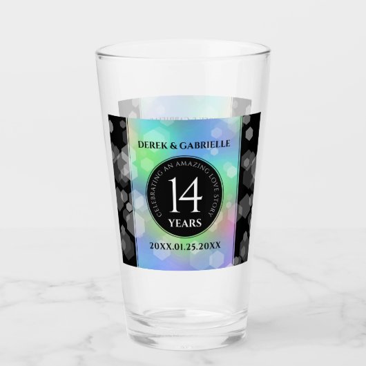 Elegant 14. Opal Hochzeitstag Glas (Vorderseite)