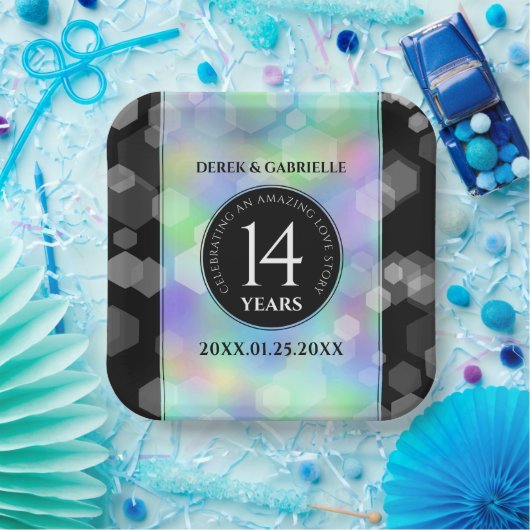 Elegant 14. Opal Hochzeitstag Pappteller (Party)