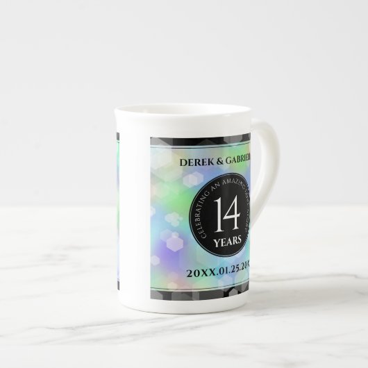 Elegant 14. Opal Hochzeitstag Porzellantasse (Vorderseite Rechts)