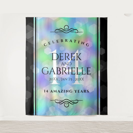 Elegant 14. Opal Hochzeitstag Wandteppich (Vorderseite)