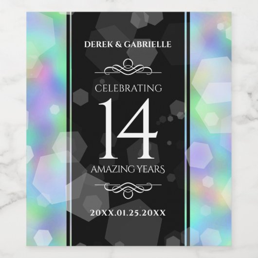 Elegant 14. Opal Hochzeitstag Weinetikett (Einzelnes Label)