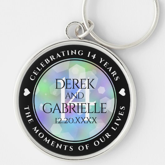 Elegant 14th Opal Wedding Anniversary Celebration Schlüsselanhänger (Vorne)