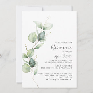 Elegant 15. Geburtstag Eukalyptus Quinceanera Einladung