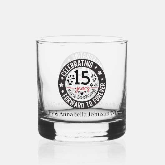 Elegant 15. Jubiläum Namen Datum hinzufügen Whiskyglas (Vorderseite)