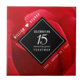 Elegant 15. Rose Hochzeitstag Fliese (Vorderseite)