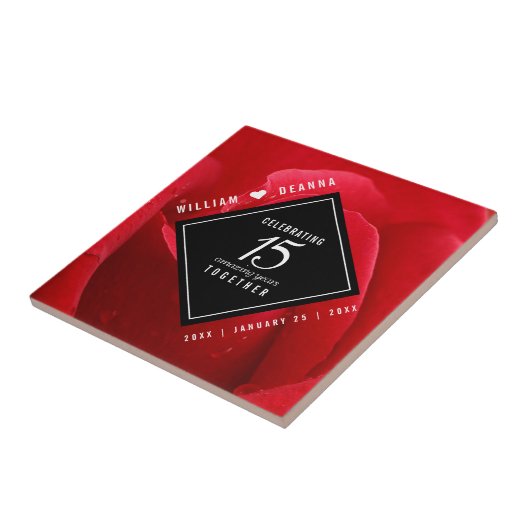 Elegant 15. Rose Hochzeitstag Fliese (Seite)