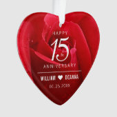Elegant 15. Rose Hochzeitstag Ornament (Vorderseite)