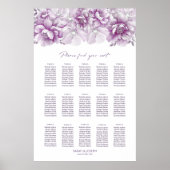 Elegant 15 Table Pink Floral Wedding Chart Poster (Vorne)