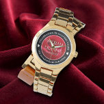 Elegant 15th 26th 36th Rose Wedding Anniversary Armbanduhr<br><div class="desc">Celebrate the 15th, 26th, or 36th wedding anniversary with this commemorative watch! Elegant white serif lettering on a romantic red rose background add a memorable touch for this special occasion and (extraordinary) milestone. Customize with the couple's names, and add date for their rose anniversary. Design © W.H. Sim. See more...</div>