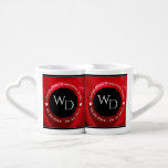 Elegant 15th 26th 36th Rose Wedding Anniversary Liebestassen<br><div class="desc">Nothing says "you complete me" or "your better/other half" than lovers' mugs. Celebrate the 15th, 26th, or 36th rose wedding anniversary with this stylish pair! Elegant white lettering on a romantic red rose background add a memorable touch for this special occasion and (extraordinary) milestone. Personalize with the couple's initials, dates...</div>