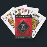 Elegant 15th Rose Wedding Anniversary Celebration Spielkarten<br><div class="desc">Celebrate the 15th rose wedding anniversary with these stylish playing cards! Elegant white lettering on a romantic red rose background add a memorable touch for this special occasion and milestone. Personalize with the couple's names and years of marriage.

Design © W.H. Sim. See more at zazzle.com/expressionsoccasions</div>