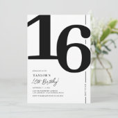 Elegant 16 . Geburtstag 16. Geburtstagsparty Einladung (Stehend Vorderseite)