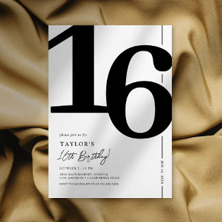 Elegant 16 . Geburtstag 16. Geburtstagsparty Einladung