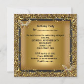 Elegant 16 . Geburtstag 16 Leopard Gold Butterfly Einladung (Rückseite)